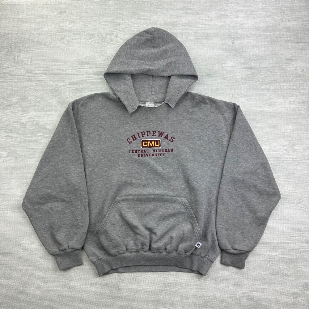 Vintage 90s Russell Athletic Central Michigan Sweatshirt Size Large Gray CMU